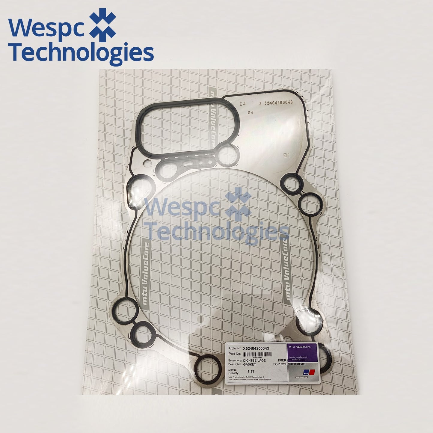 Original X52404200043 Cylinder Head Gasket Fit MTU 8V 12V 16V 20V4000 Diesel Engine Generator Marine Engine Spare Part