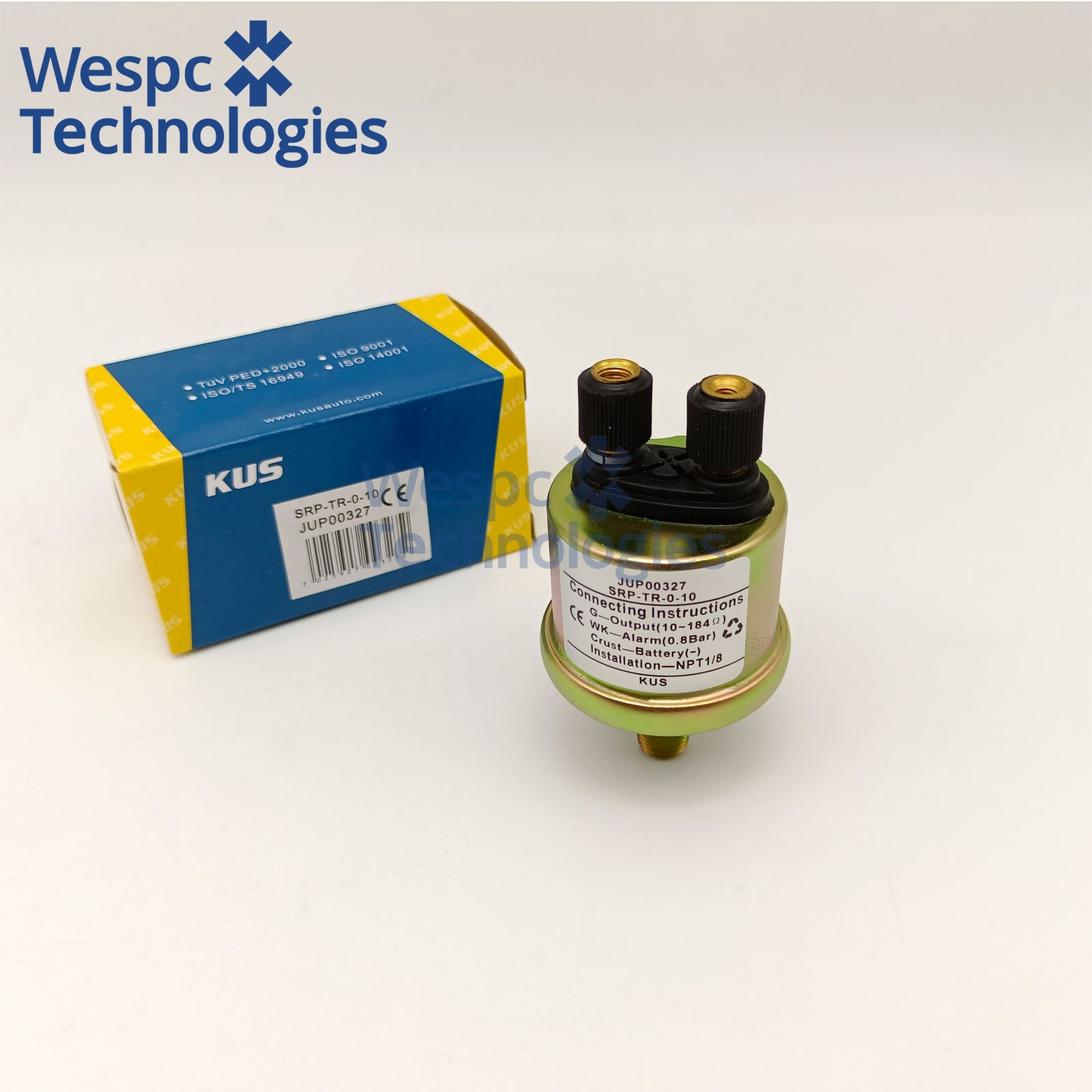 Original KUS JUP00327 Oil Pressure Sender SRP-TR-0-10 0-10Bar 0.8Bar Low Pressure Alarm 1/8NPT Dual Terminal Resistance Oil Pressure Sensor