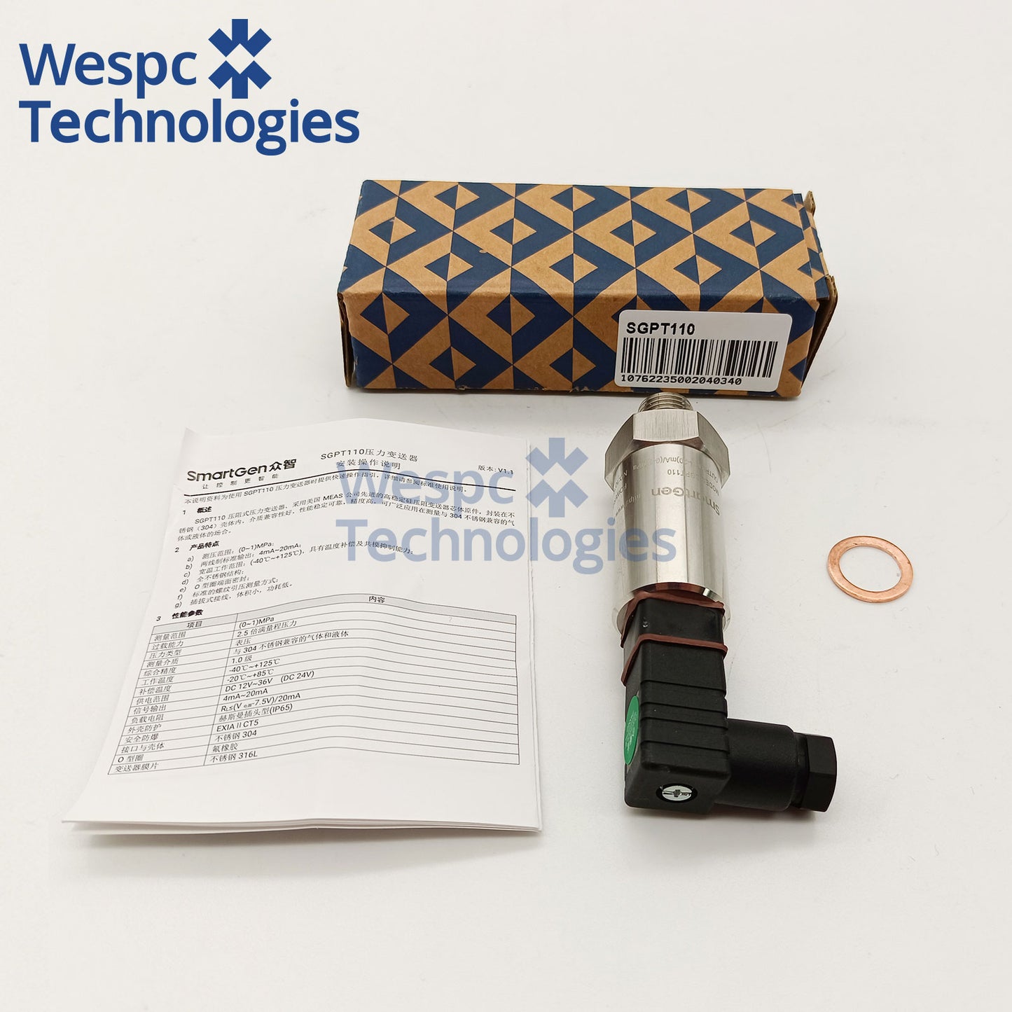 Original SmartGen SGPT110 4-20mA Pressure Transmitter Oil Water Pressure Sensor for Diesel Generator Engine Spare Parts
