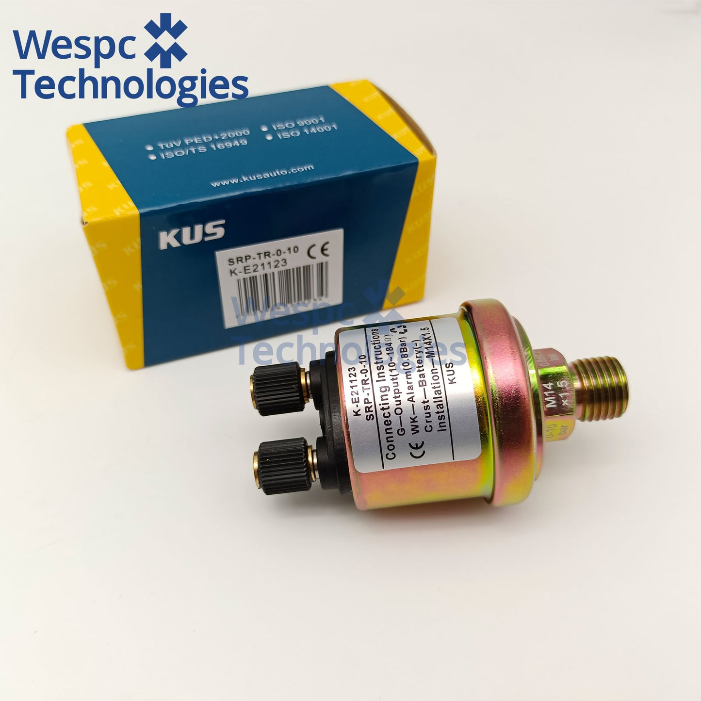 Original KUS KE21123 Oil Pressure Sensor M14X1.5 1/8-18NPT Thread Dual M4 Terminal 0-10Bar 10-184Ω No Low Pressure Alarm VDO