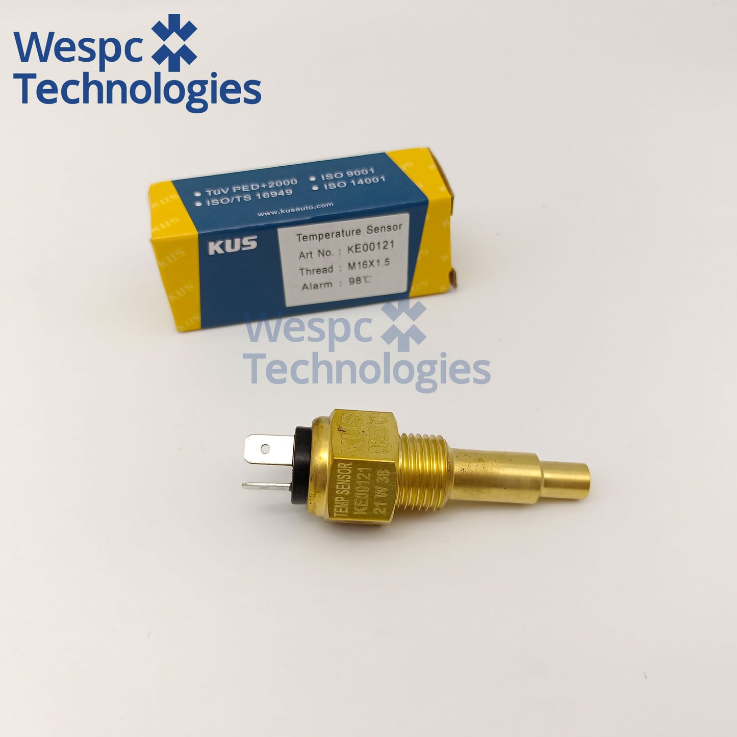 Original KUS KE00121 Coolant Water Temperature Sensor M16×1.5 Thread 98℃ Overheat Alarm Switch Dual Terminal NTC Temp Sender