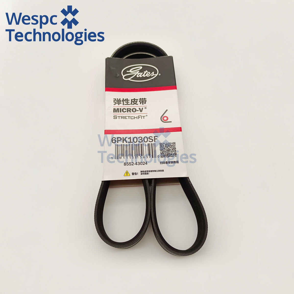 Original Gates Drive Belt 6PK1030SF Multi-V Fan Belt For Ford Fiesta 2010-2017 Engine