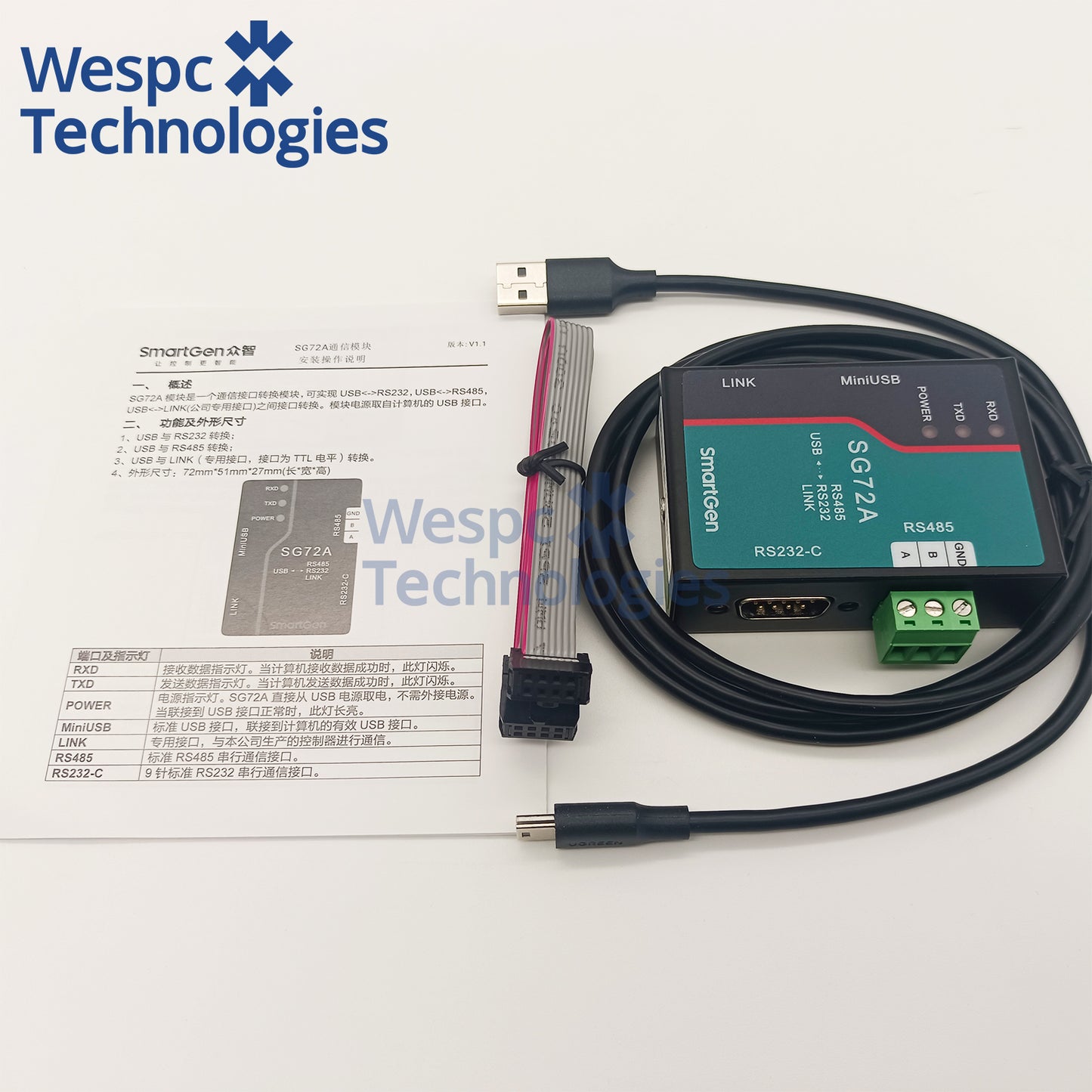 Original SG72A SmartGen USB Communication Port Conversion Module RS485 Link Controller