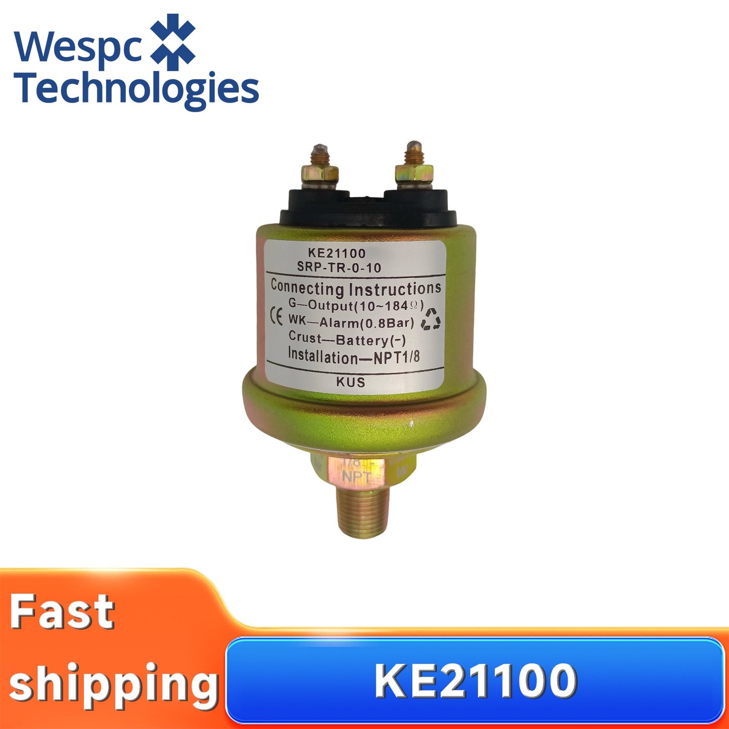 Original KUS KE21100 Oil Pressure Sensor 6-24V 0-10bar 10-184Ω NPT1/8