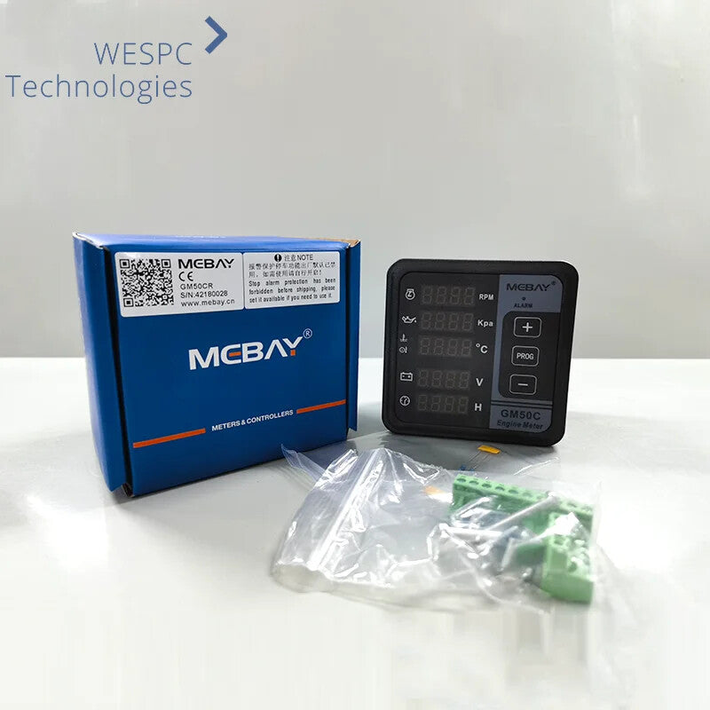 Original Mebay GM50C GM50CR Engine Digital  Multifunction Meter RPM Oil Pressure Meter