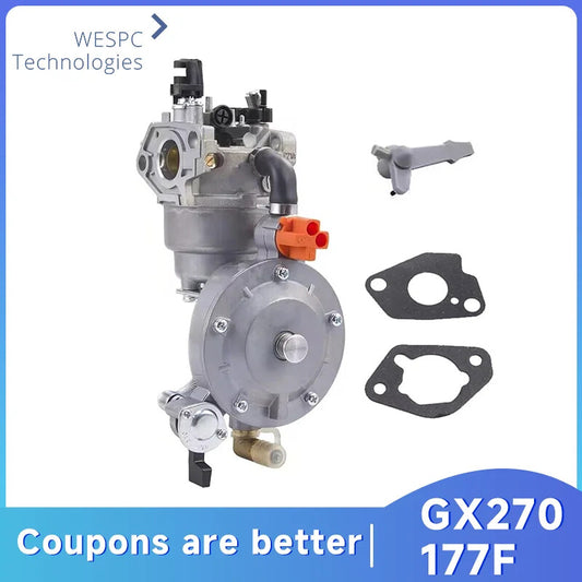 Dual Fuel Carburetor LPG Conversion 3KW 9HP for GX270 177F Generator Water Pump