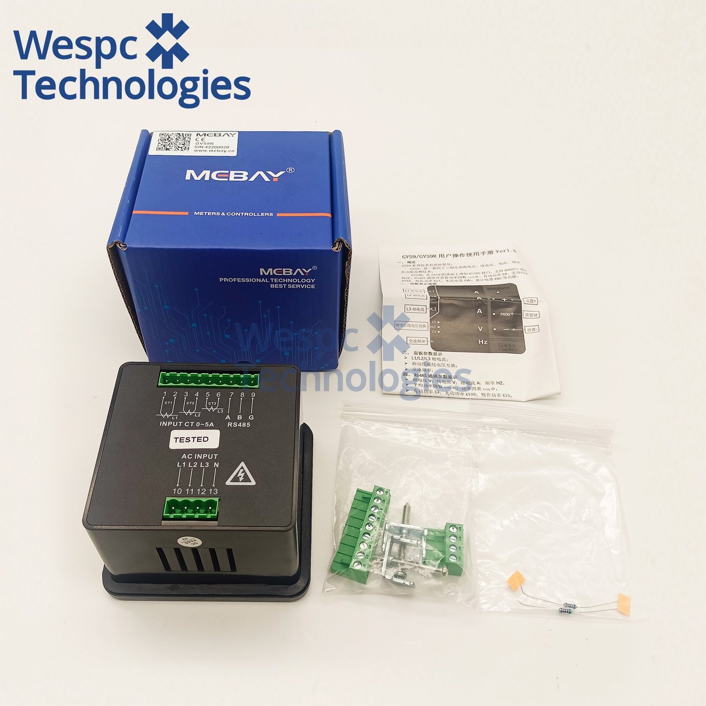 Original GV59R Mebay Generator Set Controller Multifunction Digital Meter With RS485 Port