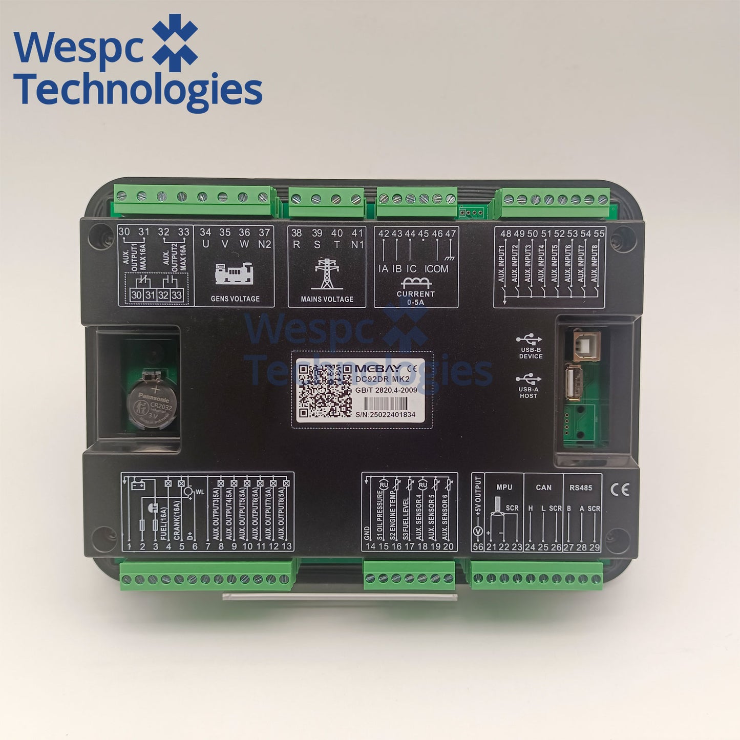 Original Mebay DC92DR replaced by DC92DR MKII Generator Controller RS485 CAN interface monitoring Control Board
