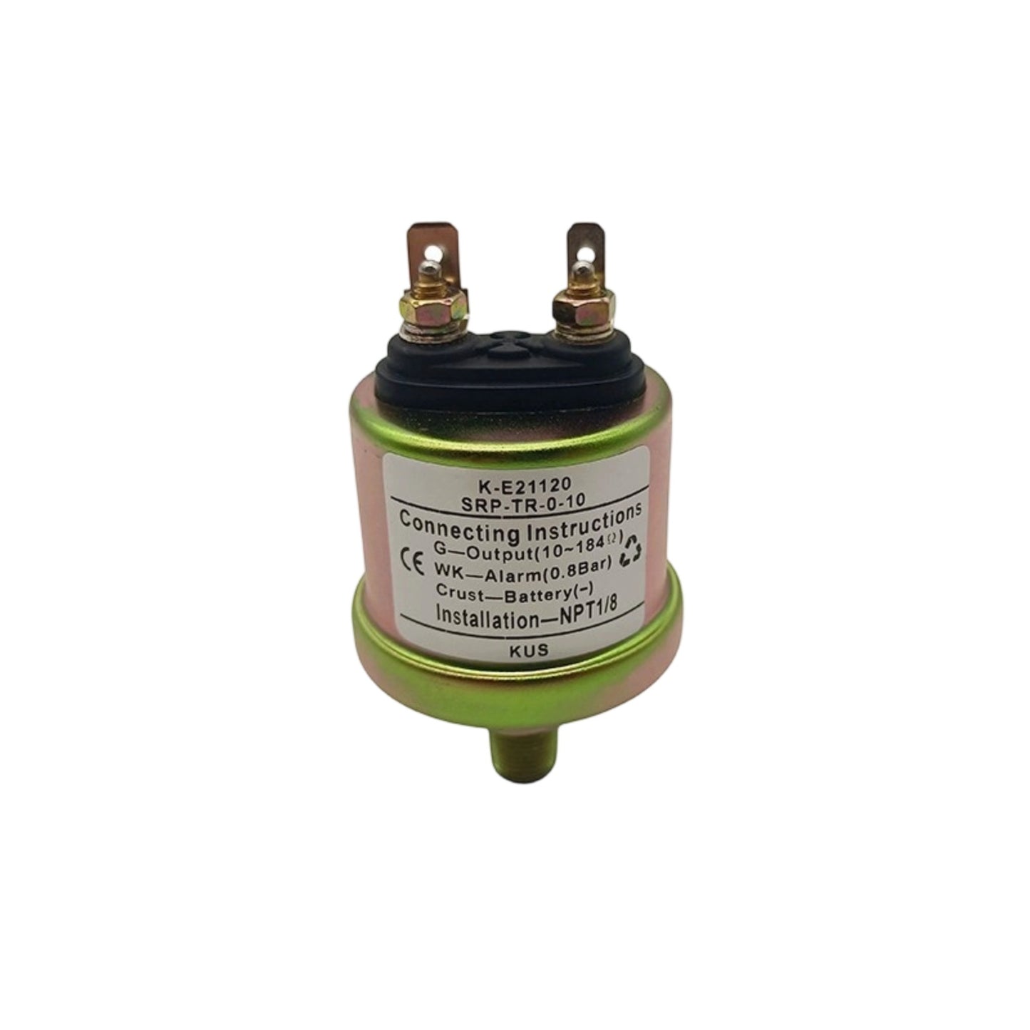 Original KUS KE21120 Oil Pressure Sensor NPT 1/8 0-10 Bar Thread Dual M4 Terminal 10-184Ω 0.8Bar Low Pressure Alarm