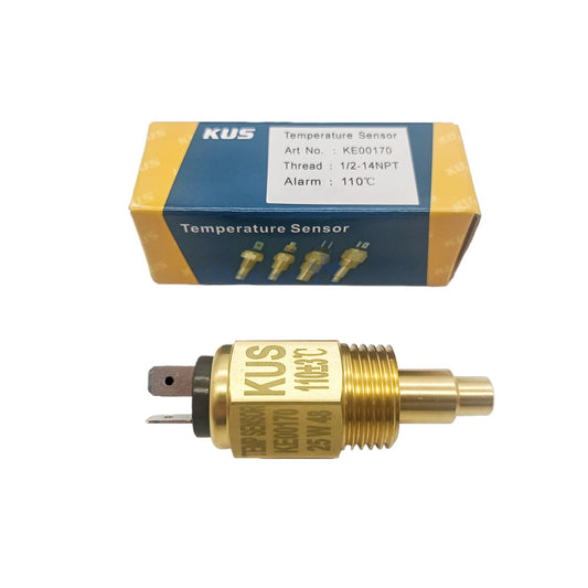 Original Kus KE00170 Water Temperature Sensor 1/2-14NPT with Alarm 110℃ Thick Thread Single 6.3mm Spade Terminal
