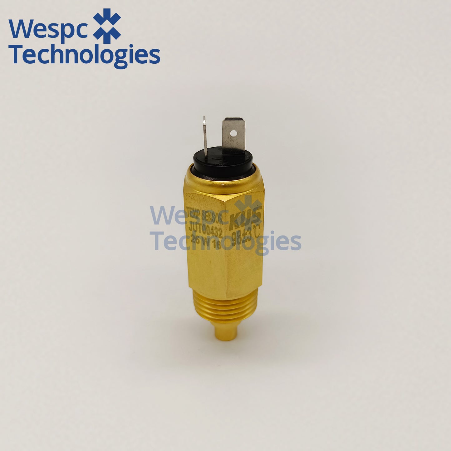 Original KUS JUT00432 Water Temperature Sensor 1/2-14NPT Thread Dual 6.3mm Spade Pin 98°C Overheat Alarm Coolant Temp Sender