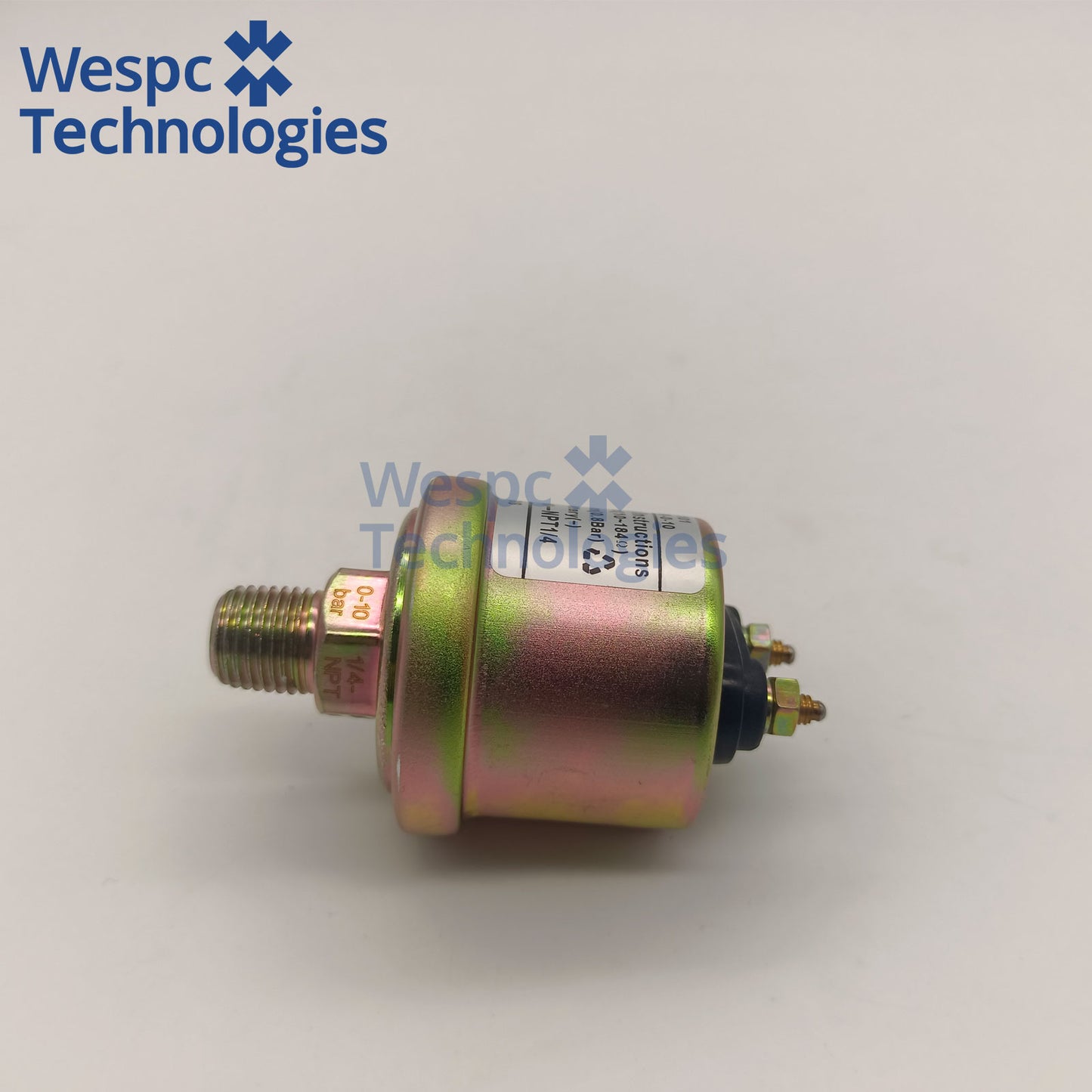 Original KUS KE21101 Mechanical Oil Pressure Sensor 0-10Bar NPT1/4 Thread Dual M4 Screw Terminal with Alarm