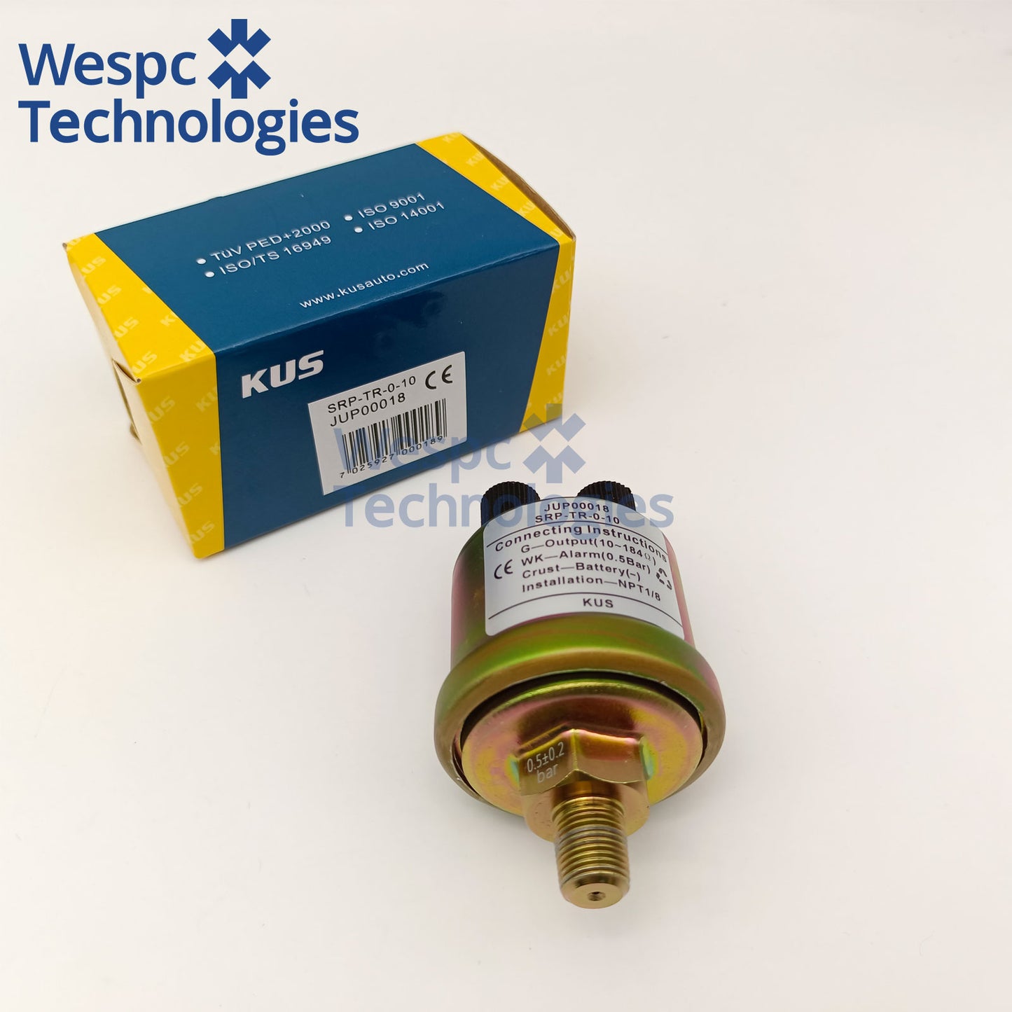 Original KUS JUP00018 VDO 360-081-030-052C Oil Pressure Sensor M18×1.5 Metric Thread Dual 6.3mm Spade Pin with Alarm