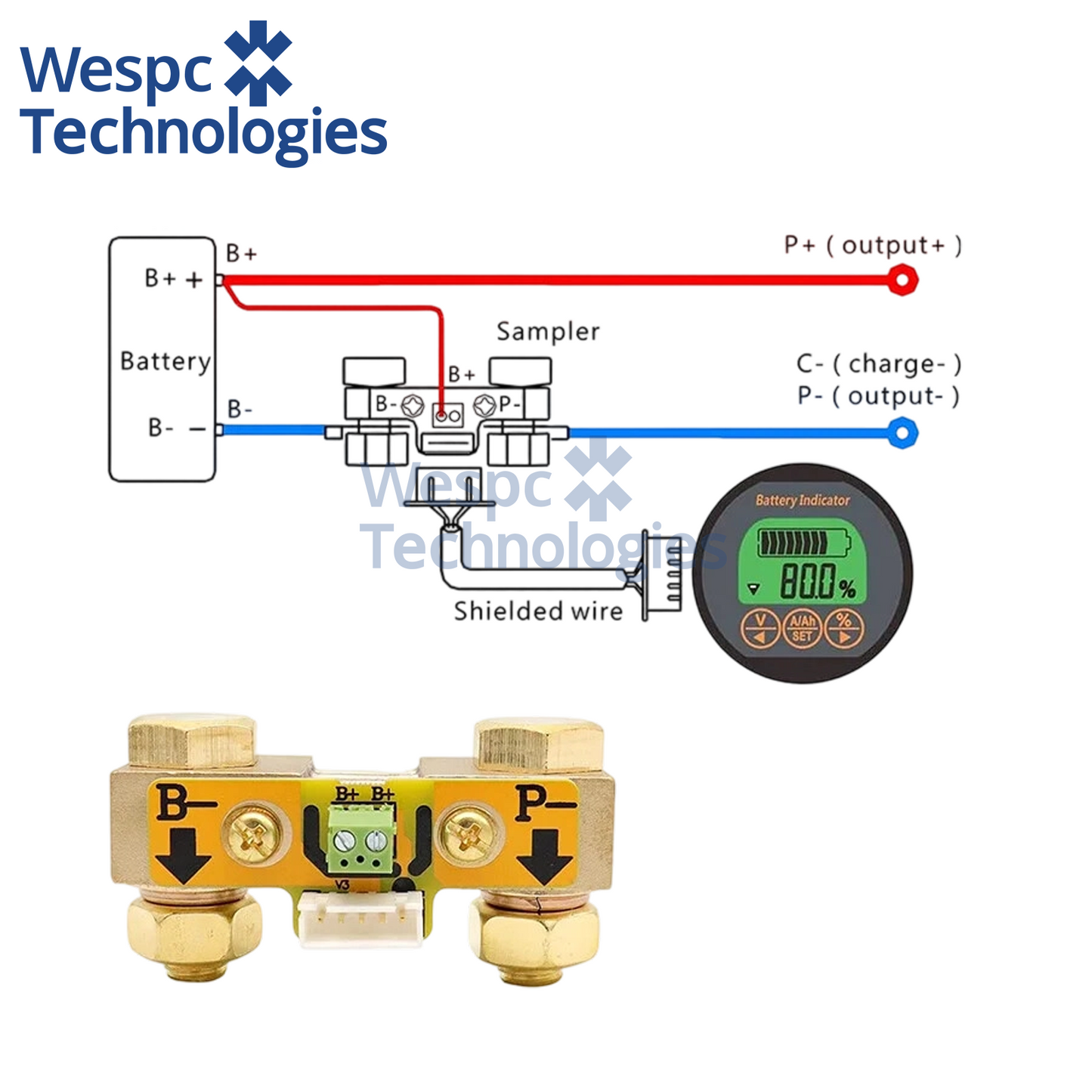 TR16 Waterproof DC 8-120V Battery Capacity Tester 350A High Precision Digital Coulomb Meter LCD Voltage Current SOC Monitor
