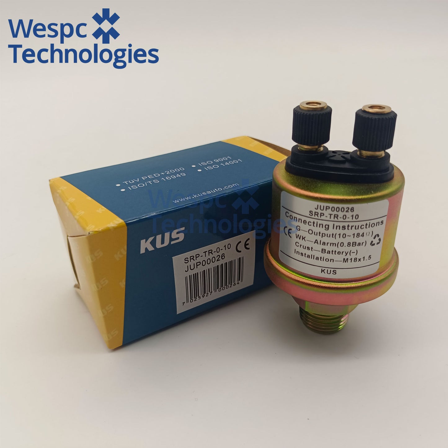 Original KUS JUP00026 Oil Pressure Sensor M18*1.5 Range 0-10 Bar M22×1.5 Extra Large Metric Thread Dual with Alarm