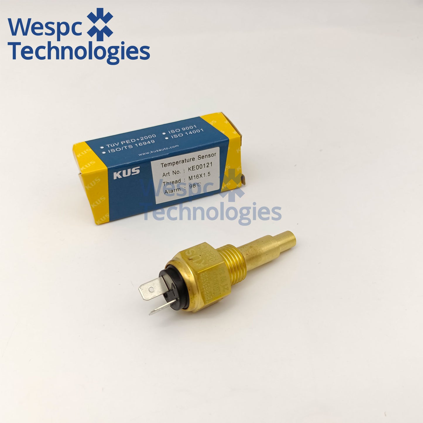 Original KUS KE00121 Coolant Water Temperature Sensor M16×1.5 Thread 98℃ Overheat Alarm Switch Dual Terminal NTC Temp Sender
