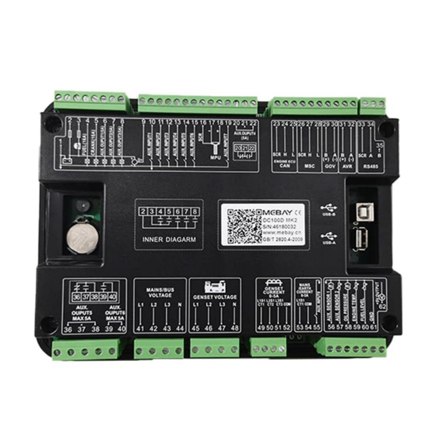 Original Mebay DC100D Genset Parallel Controller Diesel Generator LCD Control Board CAN Communication Interface Generador Parts