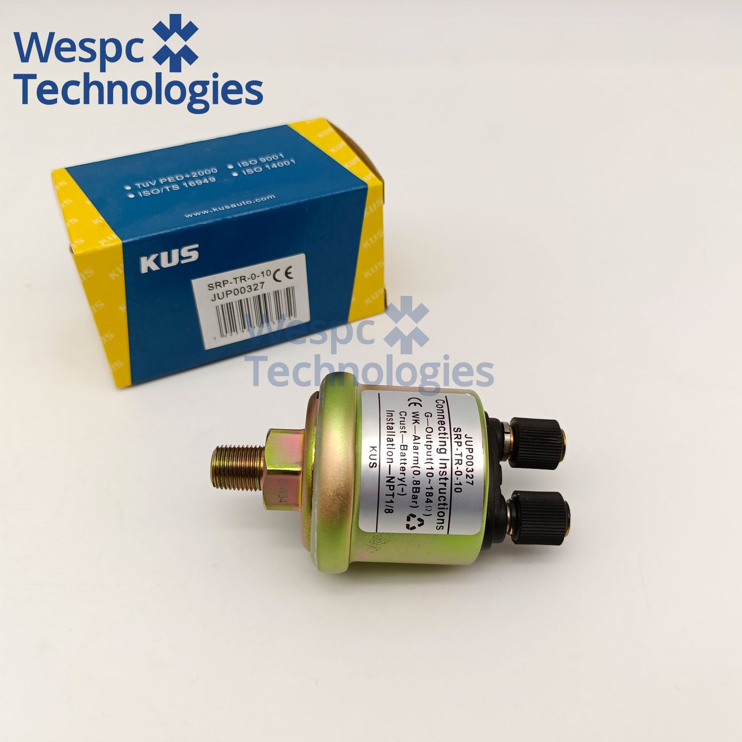 Original KUS JUP00327 Oil Pressure Sender SRP-TR-0-10 0-10Bar 0.8Bar Low Pressure Alarm 1/8NPT Dual Terminal Resistance Oil Pressure Sensor