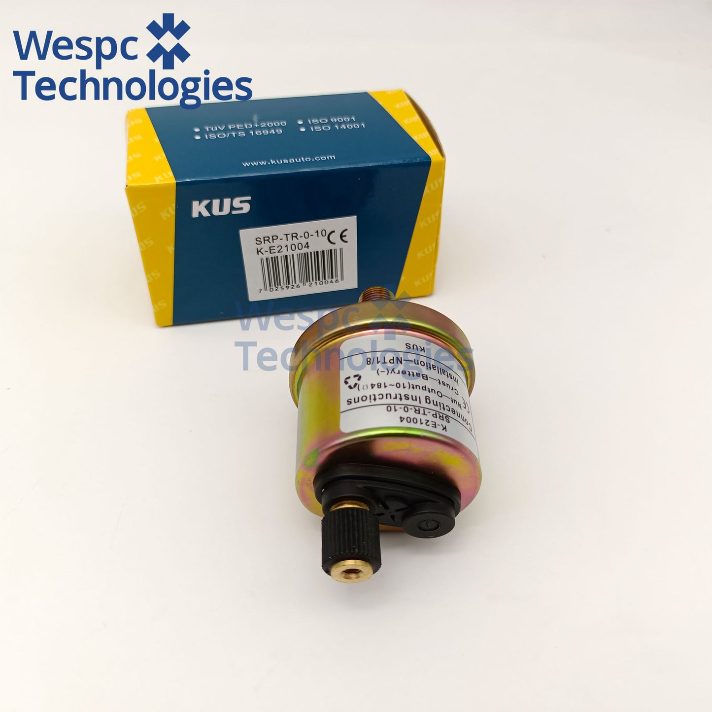 Original KUS KE21004 Oil Pressure Sensor 360-081-030-015C 0.8Bar Alarm Dual M4 Terminals 1/8-18NPT Thread Low Pressure
