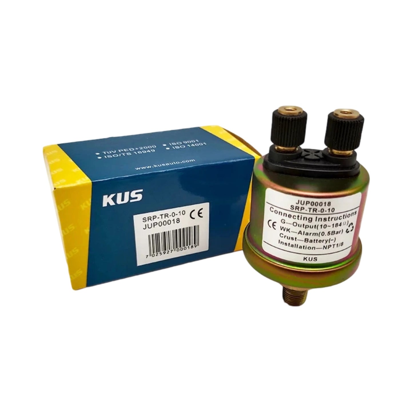 Original KUS JUP00018 VDO 360-081-030-052C Oil Pressure Sensor M18×1.5 Metric Thread Dual 6.3mm Spade Pin with Alarm