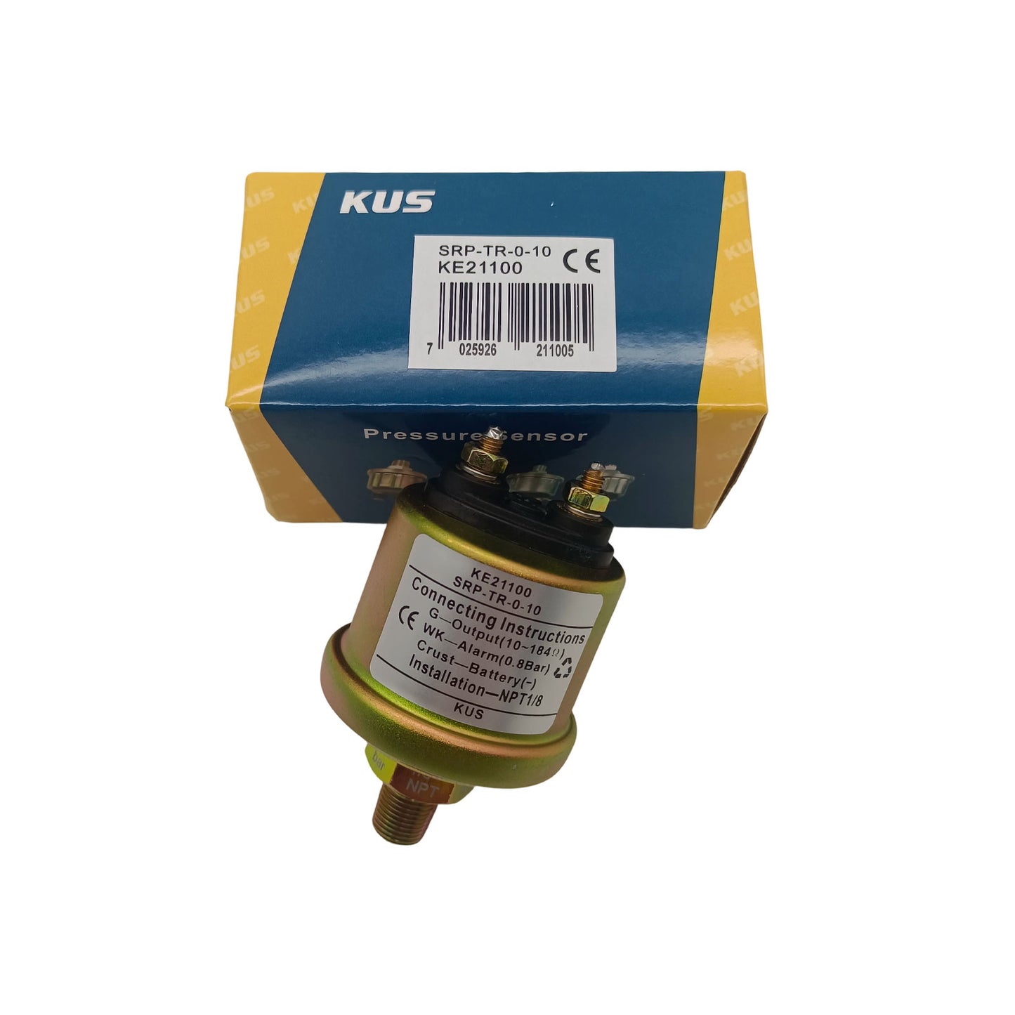 Original KUS KE21100 Oil Pressure Sender 0-10Bar 10-184Ω Single Terminal No Alarm 1/8NPT Thread Resistance Oil Pressure Sensor
