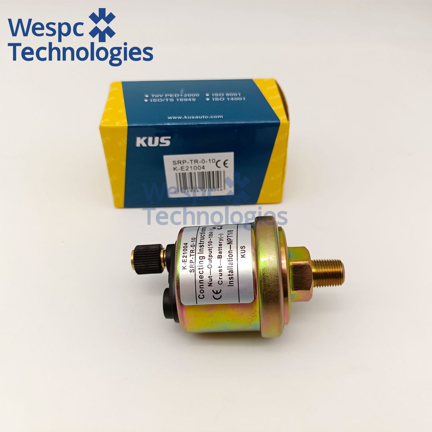 Original KUS KE21004 Oil Pressure Sensor 360-081-030-015C 0.8Bar Alarm Dual M4 Terminals 1/8-18NPT Thread Low Pressure