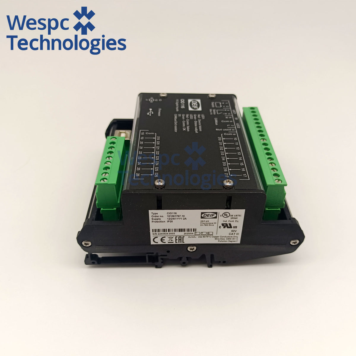 Original DEIF CIO116 CAN Bus Digital Input Expansion I/O Module for DEIF Genset Controllers