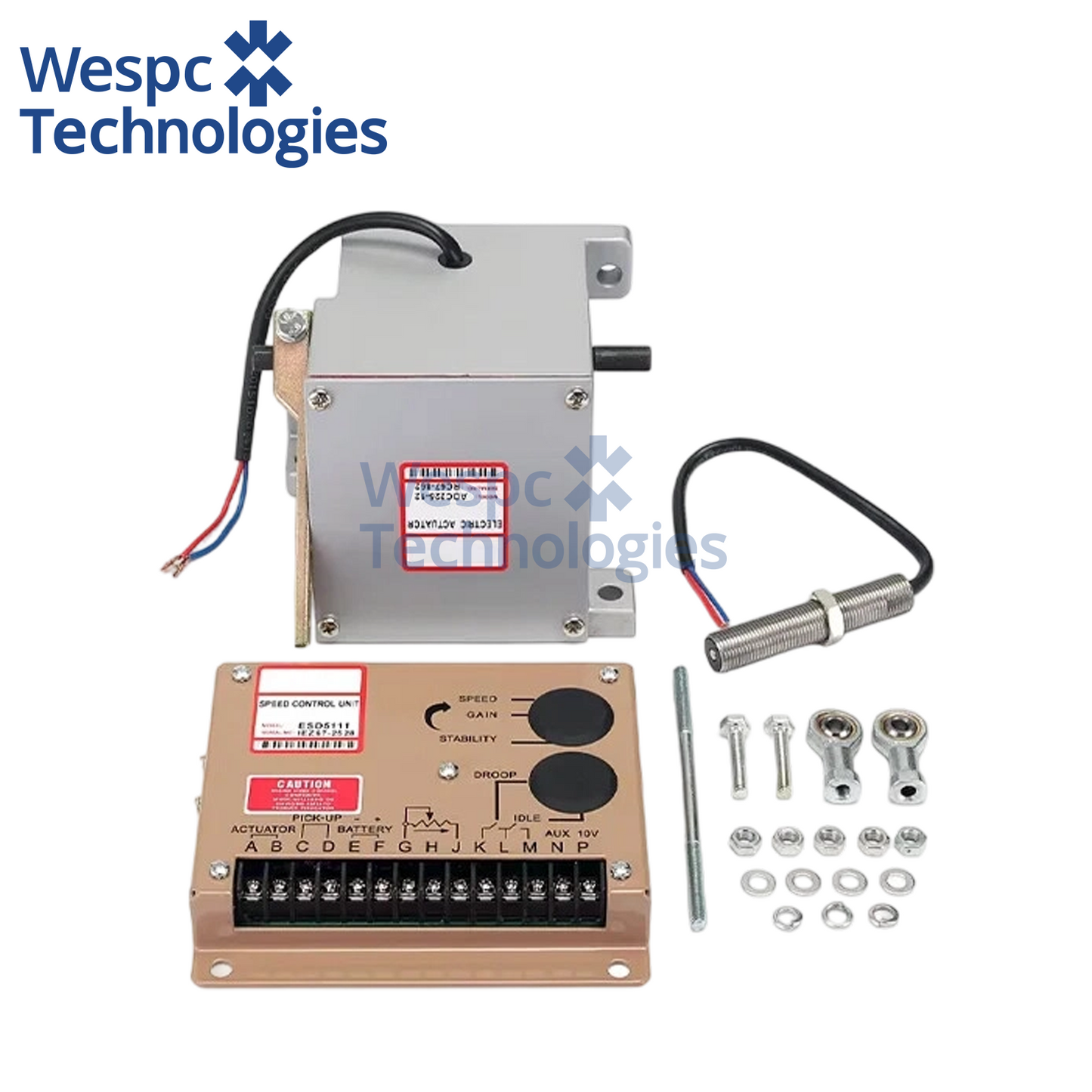 ADC120 External Actuator + ESD5500E Speed Controller + 3034572 Magnetic Speed Sensor Governor Generator Actuator Kit