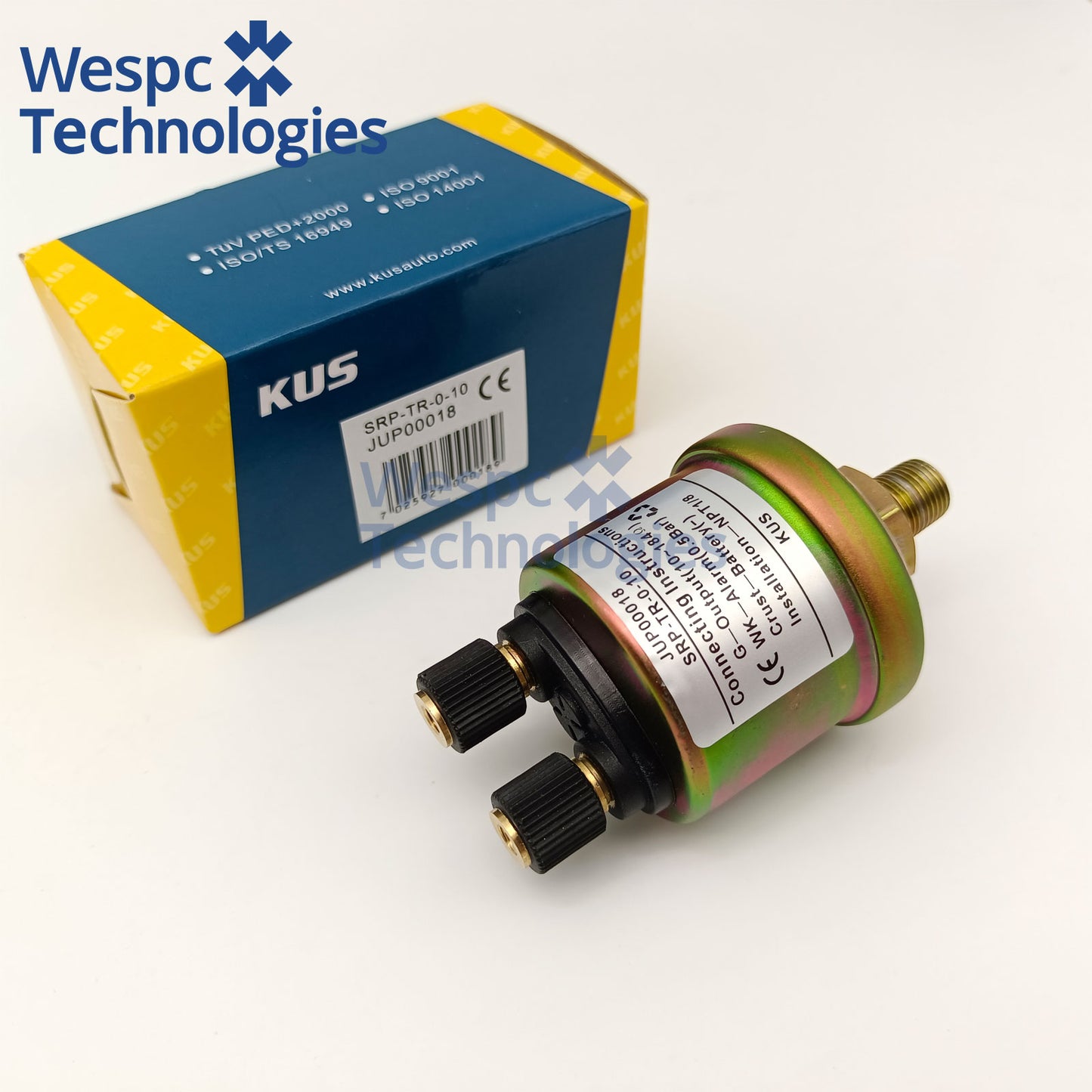 Original KUS JUP00018 VDO 360-081-030-052C Oil Pressure Sensor M18×1.5 Metric Thread Dual 6.3mm Spade Pin with Alarm