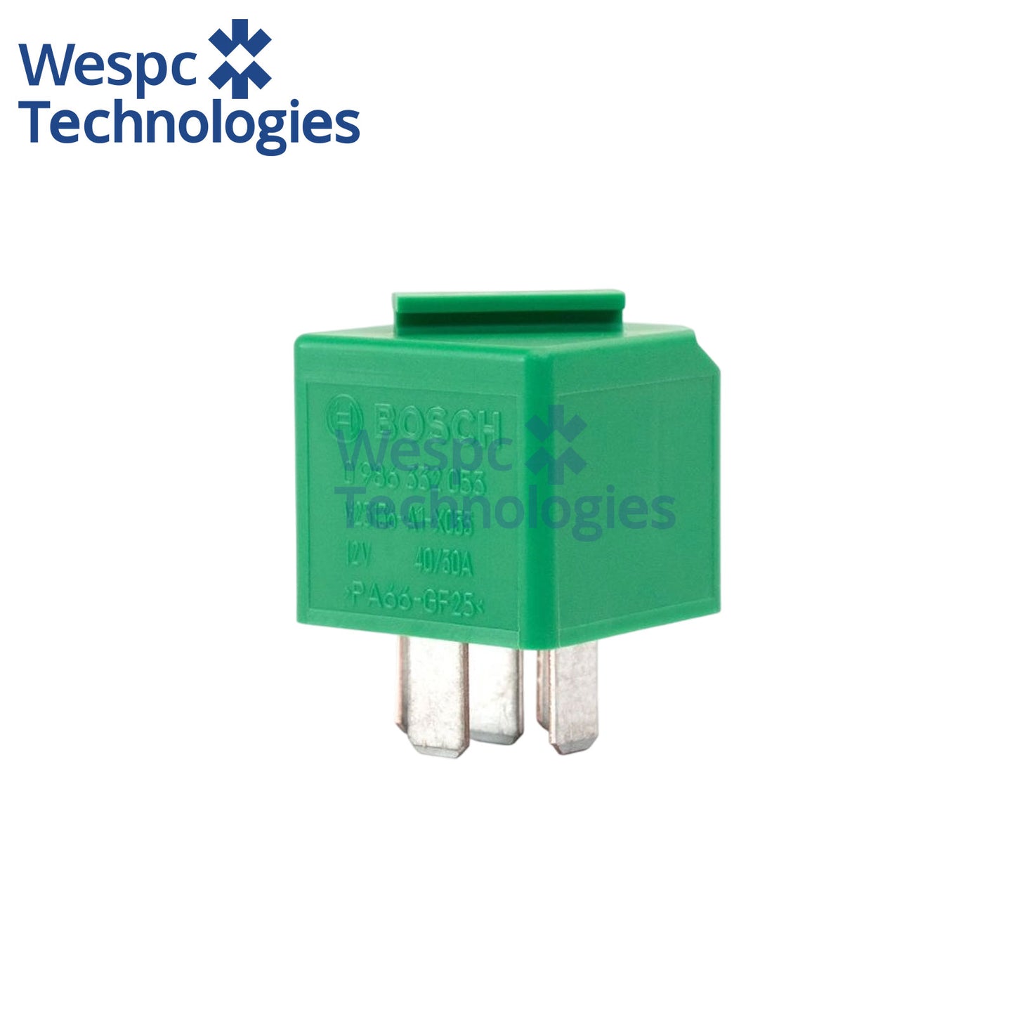 Original Bosch 0986332053 Green Mini Changeover Automotive Relay 12V DC 5 Pin SPDT 40A Surge 30A With T-Bar