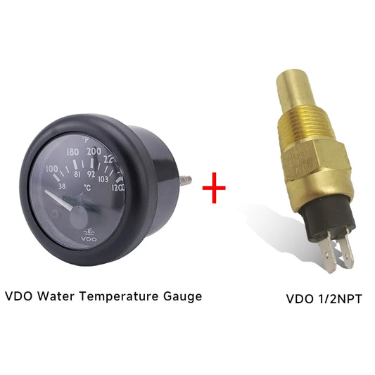 New VDO Water Temperature Gauge+VDO 1/2NPT 38~120C Water Thermometer 24V 52MM