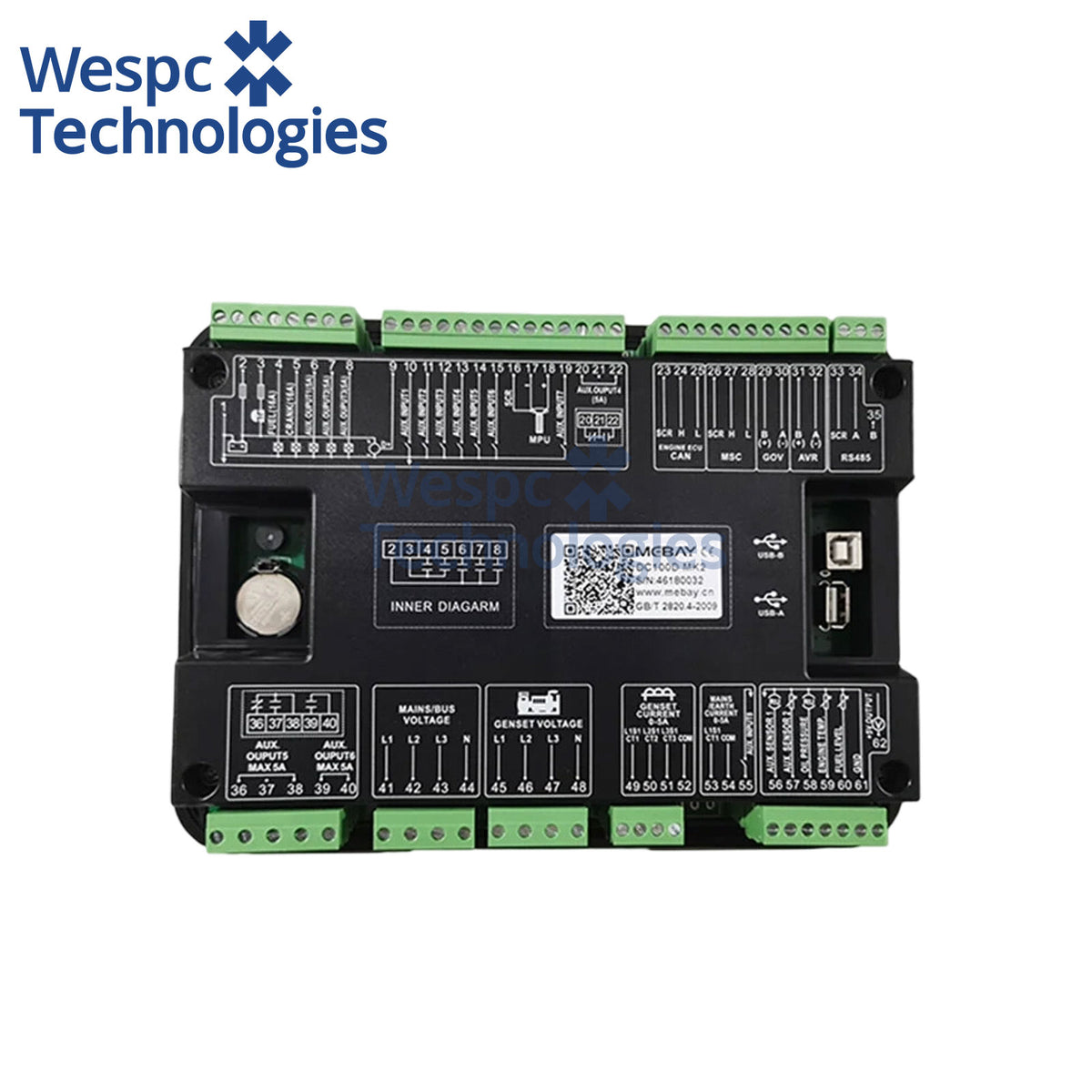 Original Mebay DC100D Genset Parallel Synchronizing Controller Engine Control Board CAN