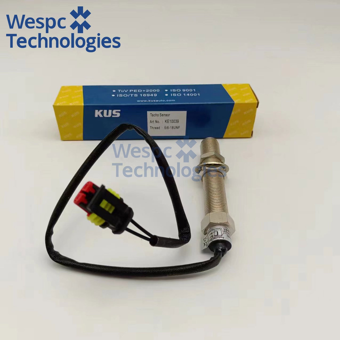 Original KUS KE10039 Magnetoelectric Tacho Speed Sensor 5/8-18UNF 2-Wire Waterproof Plug Passive RPM Pickup Sender