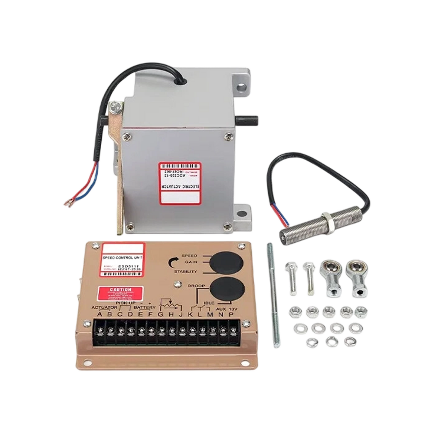 ADC120 External Actuator + ESD5500E Speed Controller + 3034572 Magnetic Speed Sensor Governor Generator Actuator Kit