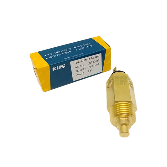 Original KUS JUT00432 Water Temperature Sensor 1/2-14NPT Thread Dual 6.3mm Spade Pin 98°C Overheat Alarm Coolant Temp Sender