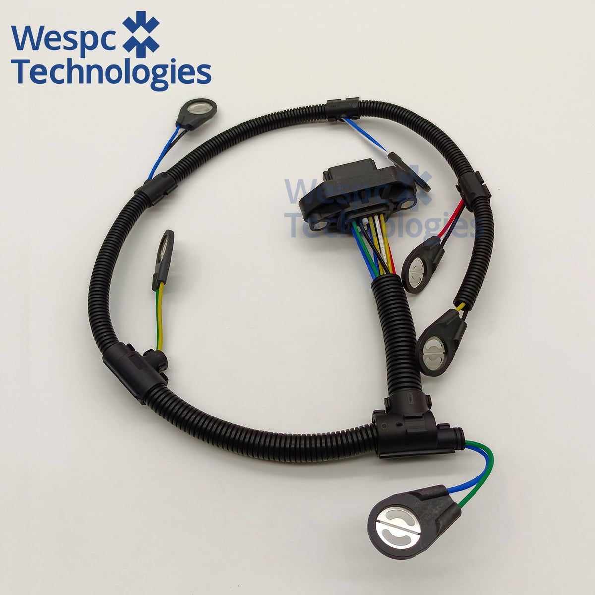 CH10974 injector harness, reverse angle view of harness and terminal boots