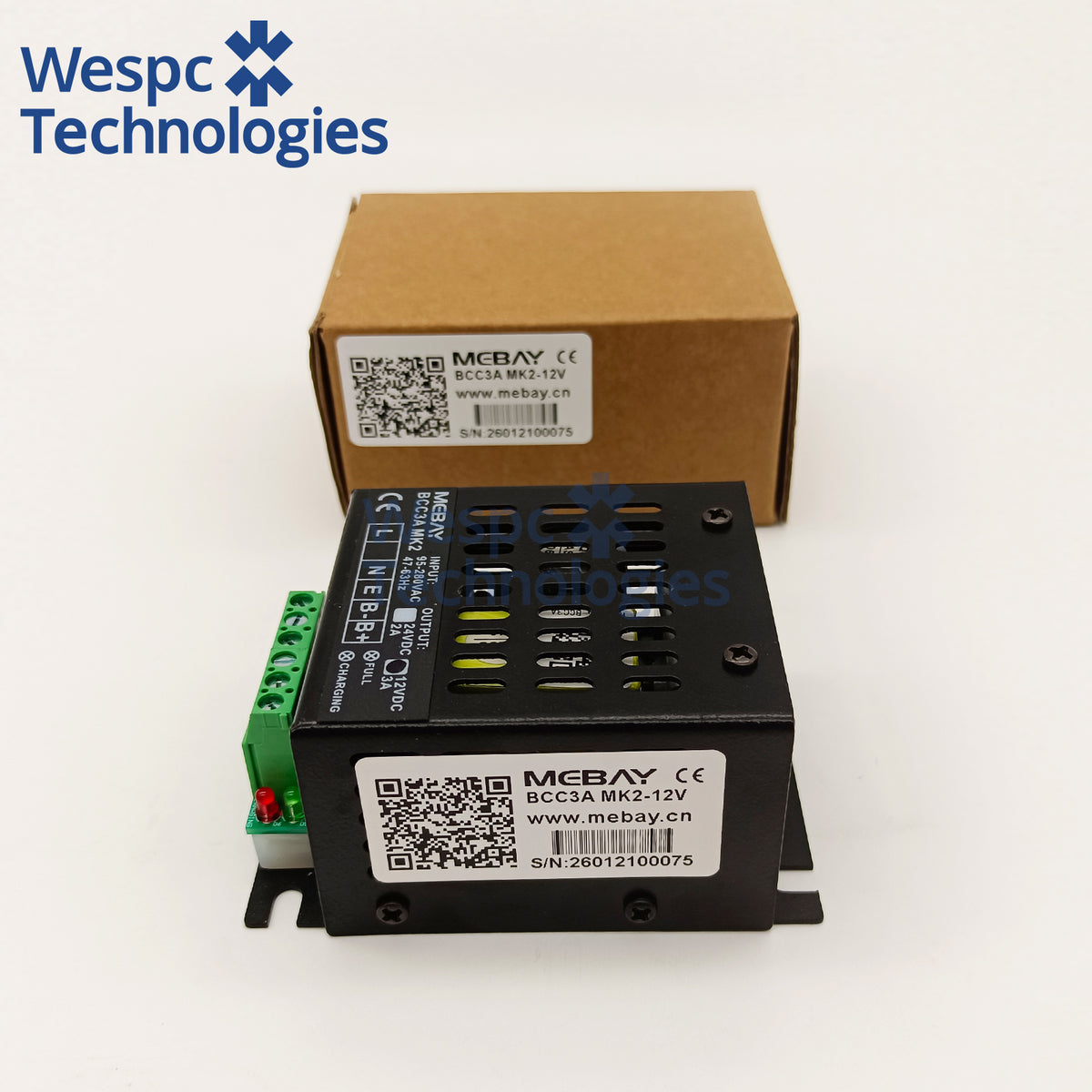 Original Mebay BCC3A MK2 12V 3A / 24V 2A Intelligent 3-Stage Battery Float Charger For Diesel Genset Starter Battery