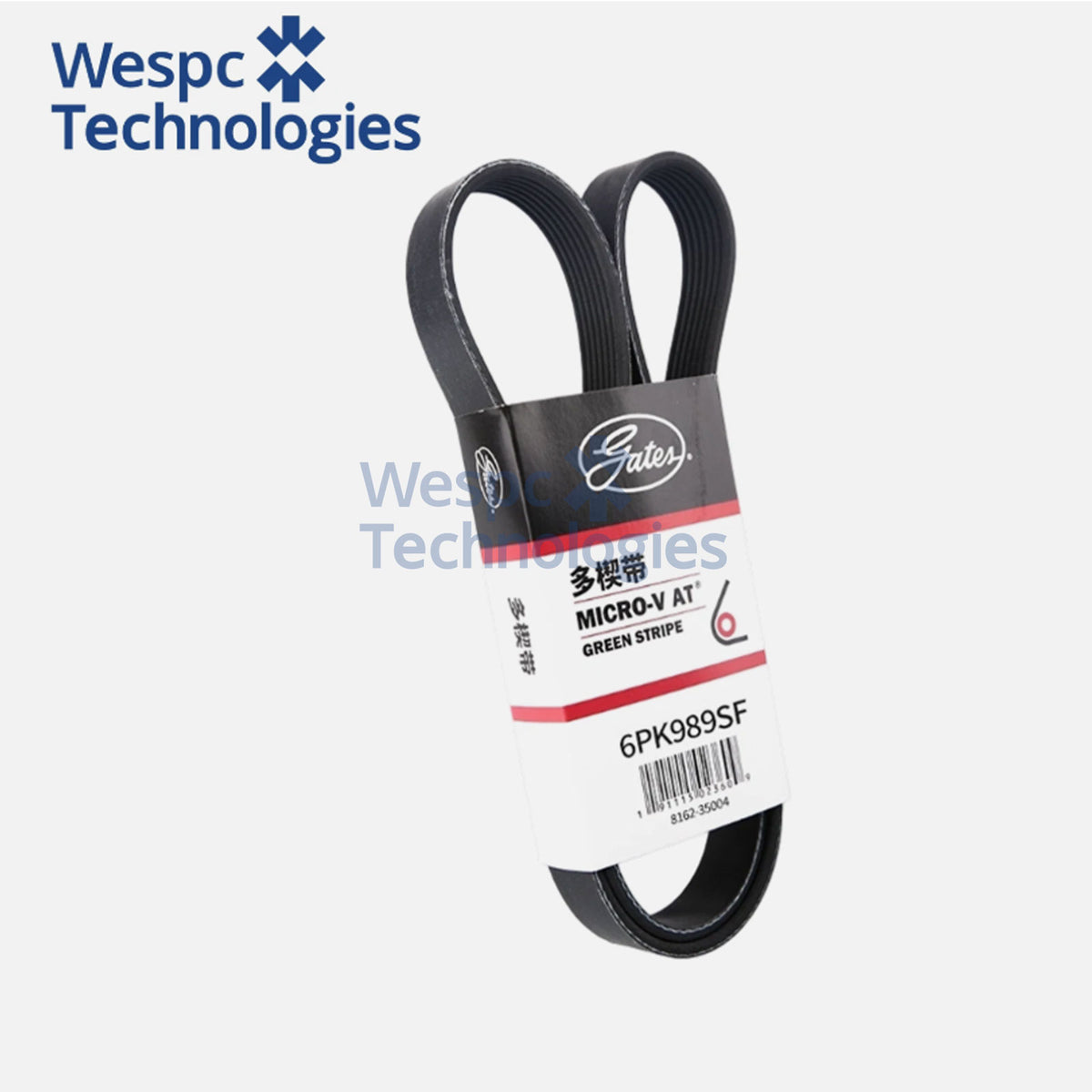 Genuine Gates 6PK989SF Micro‑V Stretch‑Fit Serpentine Belt 6 Ribs 989mm Self‑Tensioning Elastic Belt