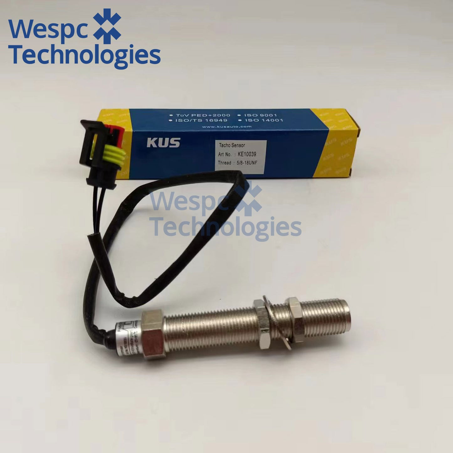 Original KUS KE10039 Magnetoelectric Tacho Speed Sensor 5/8-18UNF 2-Wire Waterproof Plug Passive RPM Pickup Sender
