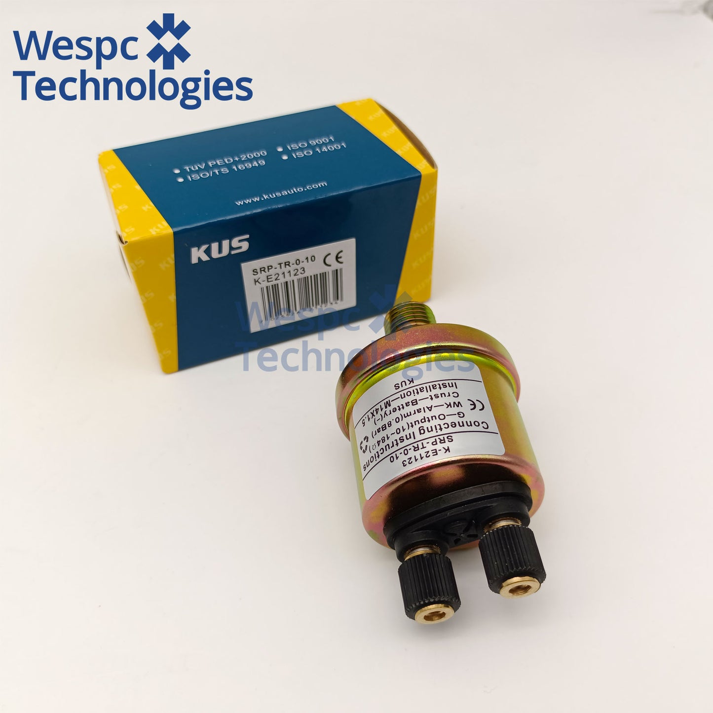Original KUS KE21123 Oil Pressure Sensor M14X1.5 1/8-18NPT Thread Dual M4 Terminal 0-10Bar 10-184Ω No Low Pressure Alarm VDO