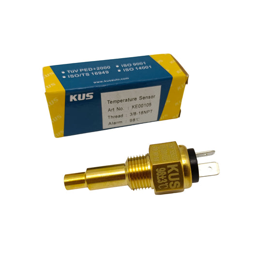 Original Genuine KUS KE00105 Coolant Water Temperature Sensor 3/8NPT Thread 98℃ Overheat Alarm Single Spade NTC Temp Sender
