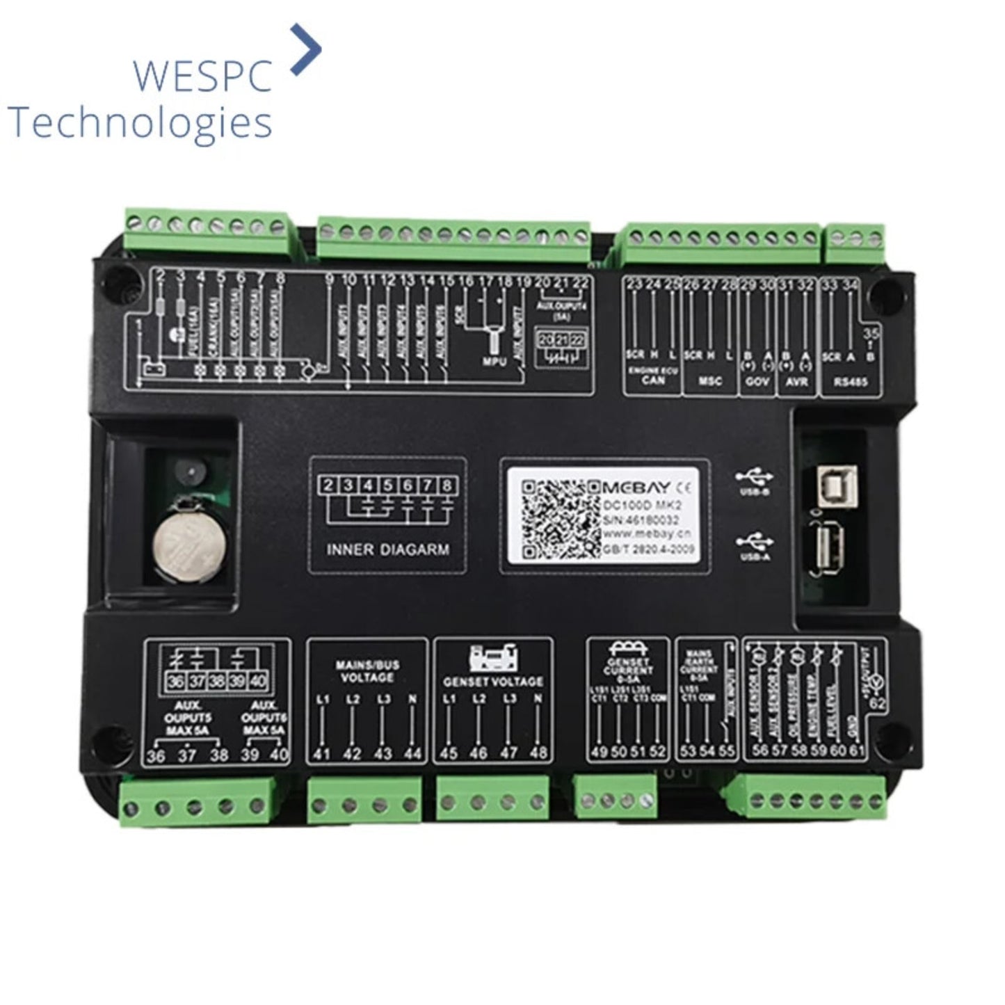 Original Mebay DC100D Genset Parallel Controller Engine Control Board CAN