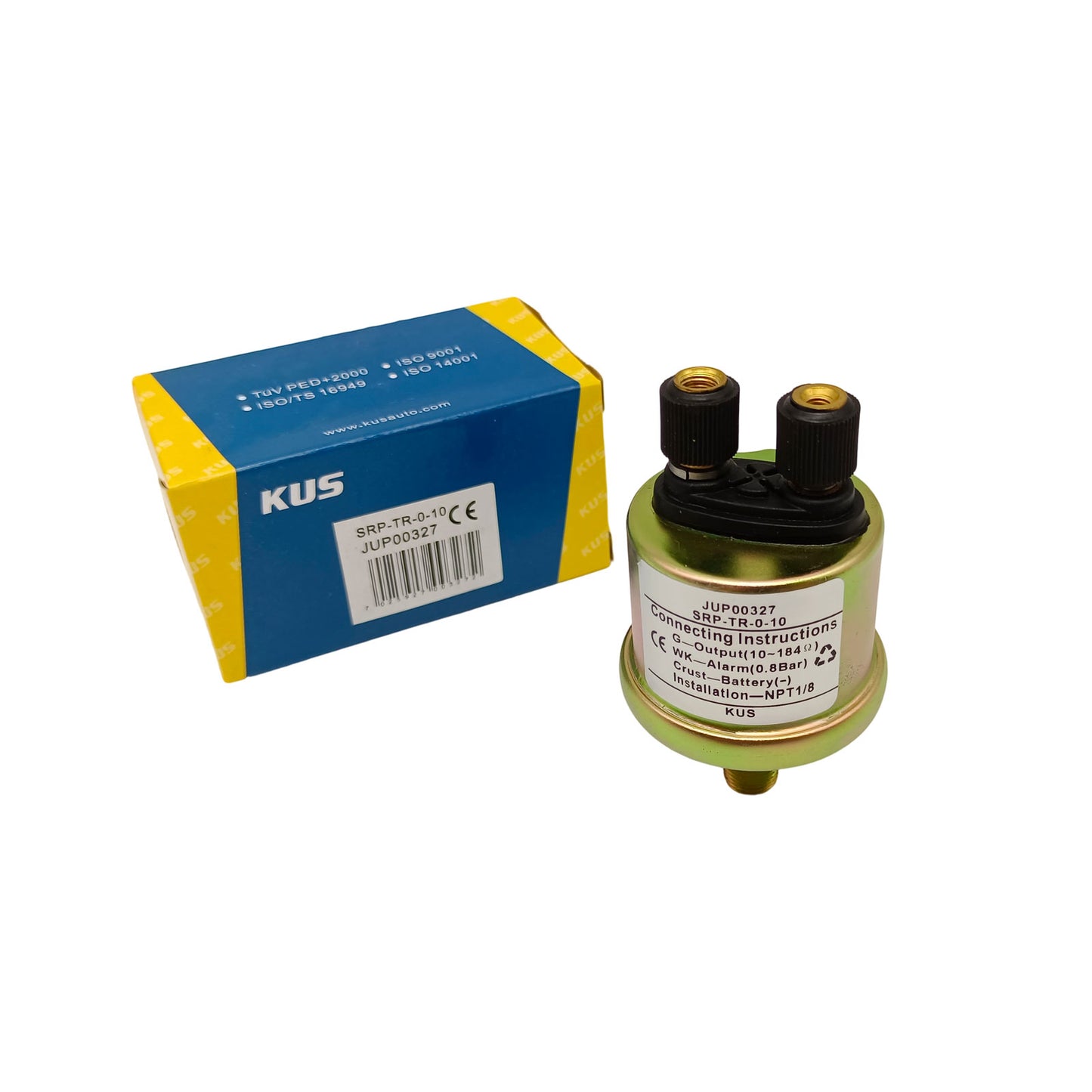 Original KUS JUP00327 Oil Pressure Sender SRP-TR-0-10 0-10Bar 0.8Bar Low Pressure Alarm 1/8NPT Dual Terminal Resistance Oil Pressure Sensor
